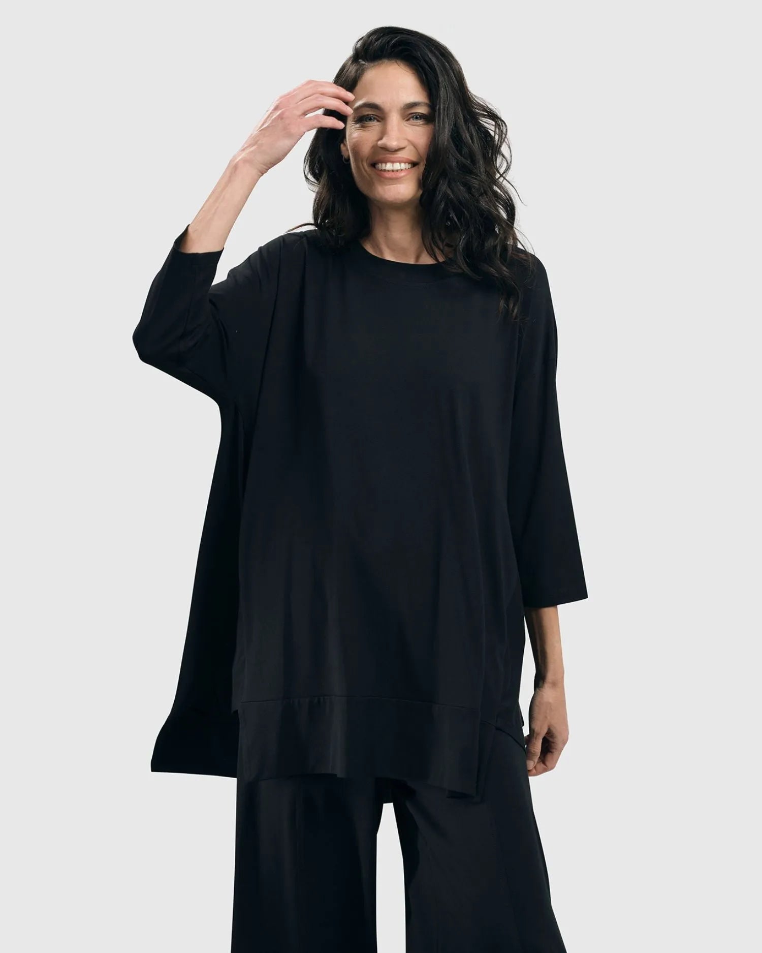 Essential Oversized Trapeze Top, Black