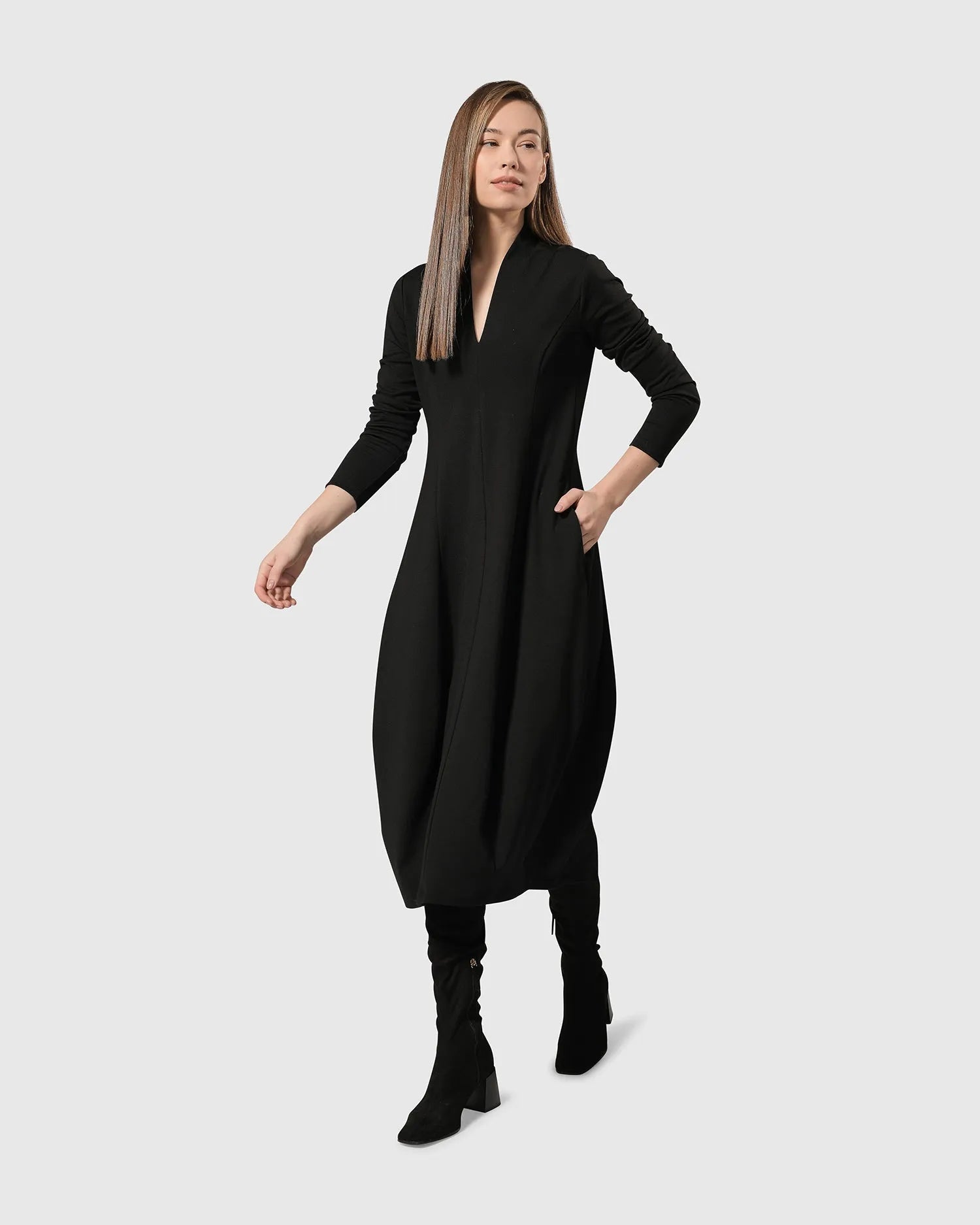Essential Pockets Cocoon Dress, Black
