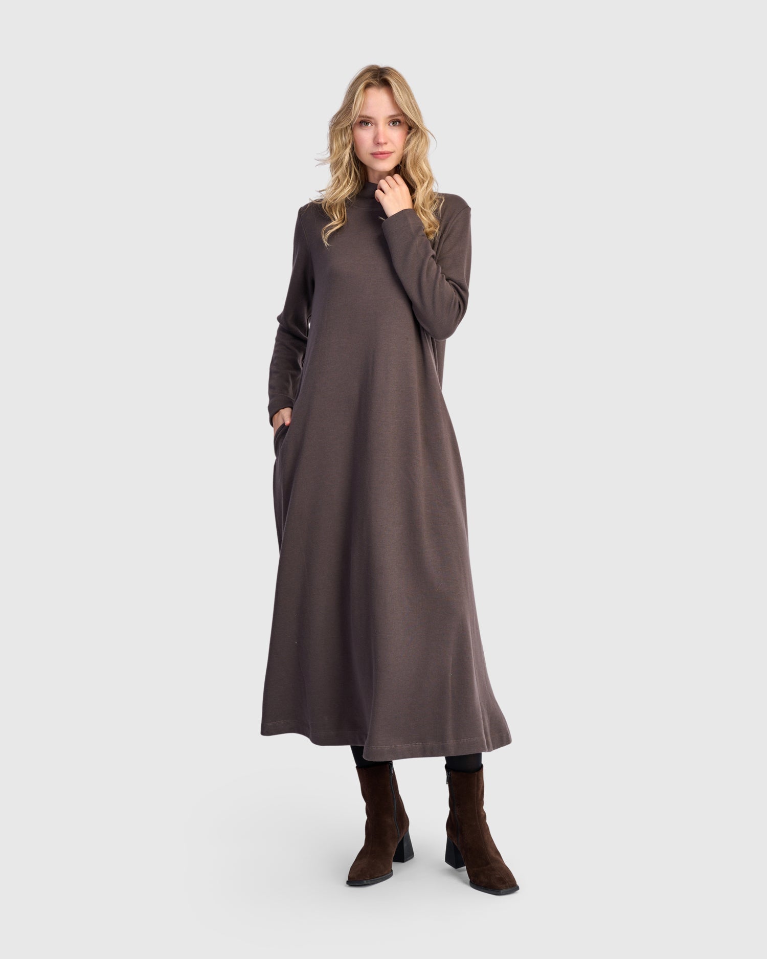 Urban Cloud A-line Dress, Mocha