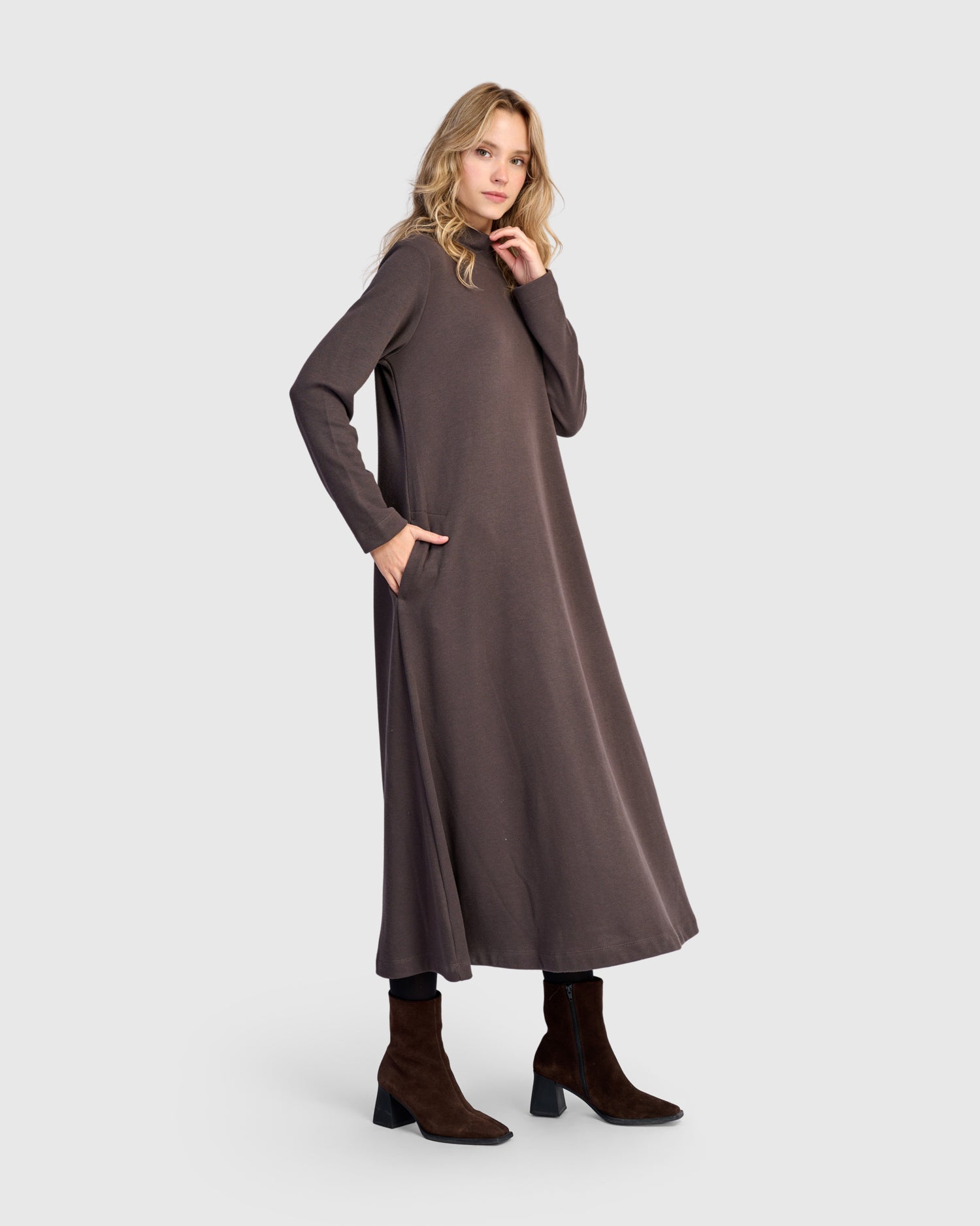 Urban Cloud A-line Dress, Mocha