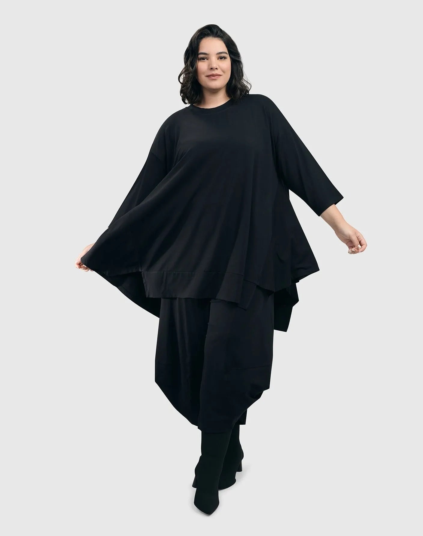 Essential Oversized Trapeze Top, Black