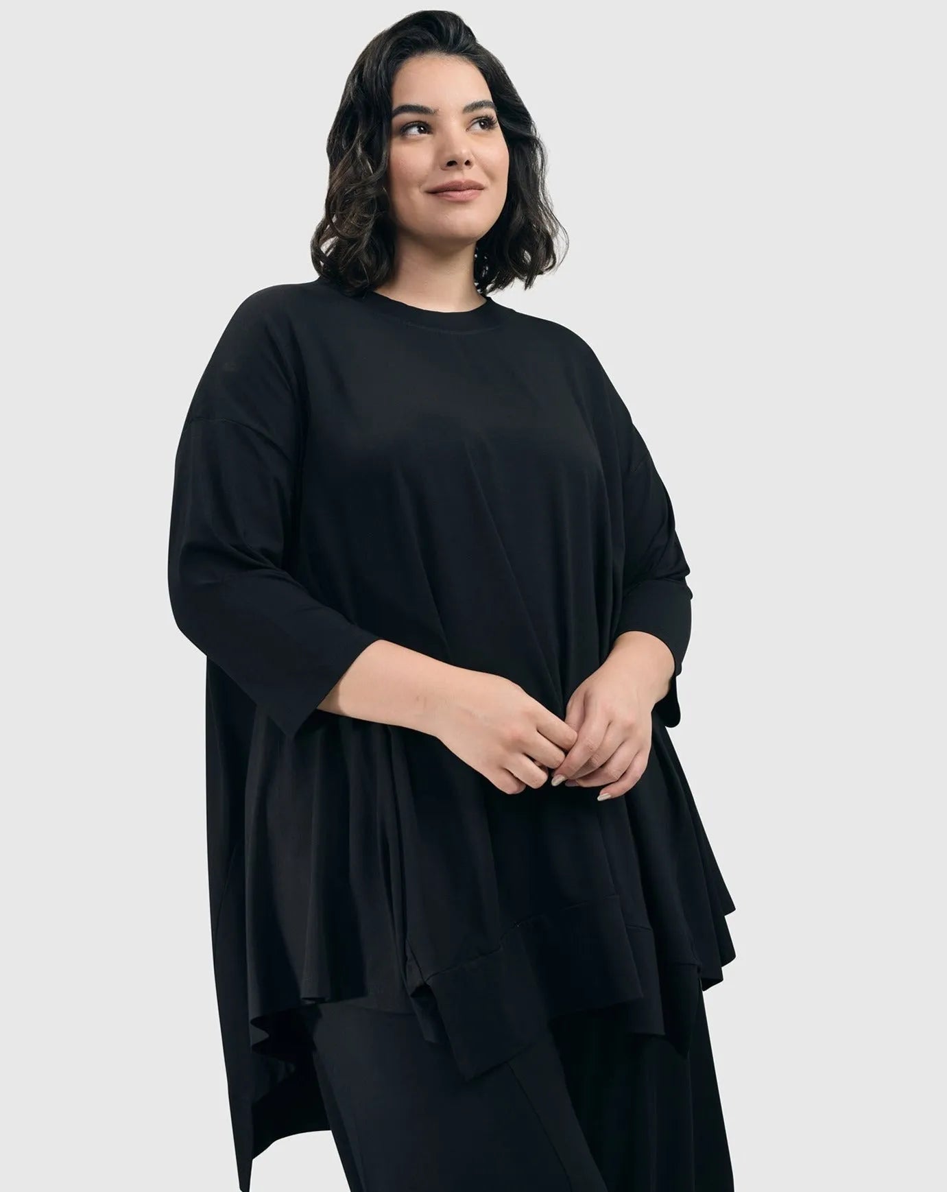 Essential Oversized Trapeze Top, Black
